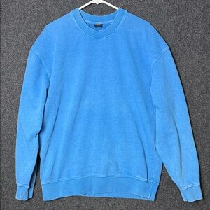 Zara Mens XL Blue Crewneck Sweatshirt Faded Wash Long Sleeve Pullover